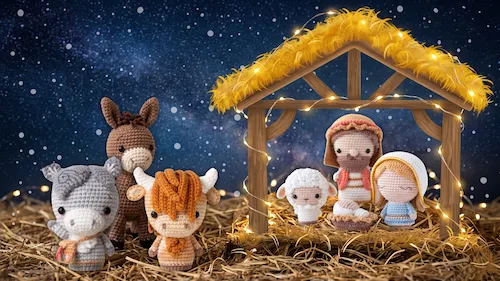 Pesebre navideño tejido a crochet