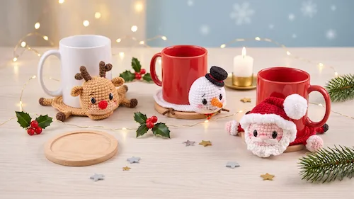 Posavasos navideños tejidos a crochet