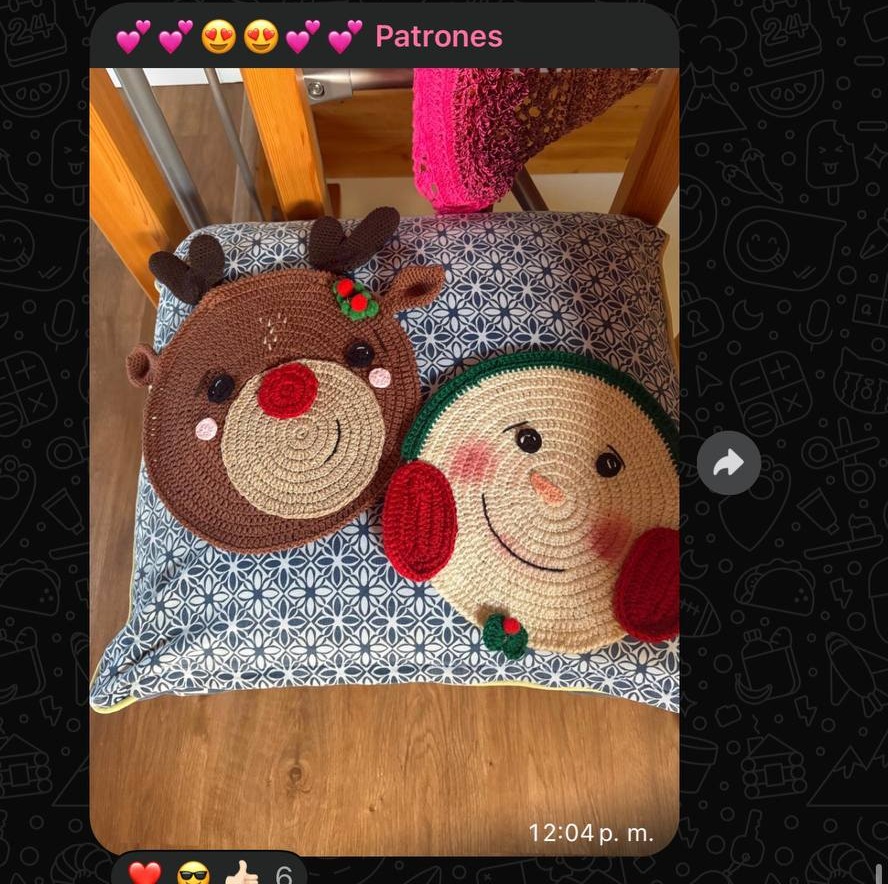 Individuales de reno y muñeco de nieve tejidos a crochet