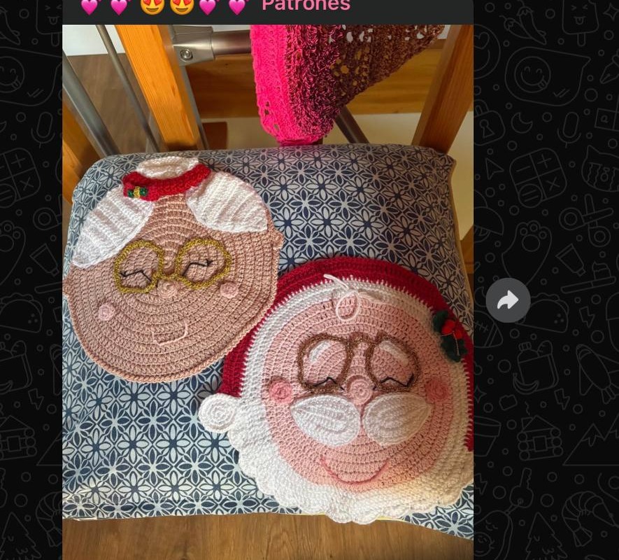 Individuales de Mamá Noel y Papá Noel tejidos a crochet
